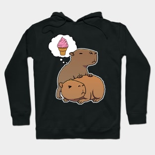 Capybara hungry for Strawberry Ice Cream Cone Hoodie